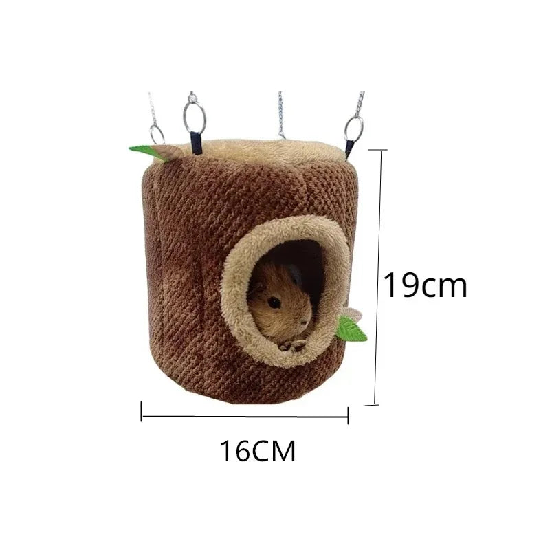 Toplo gnijezdo u obliku panja za hrčka | Zimska hamajlica | Pamučno | Ø 16 cm / Ø 20 cm