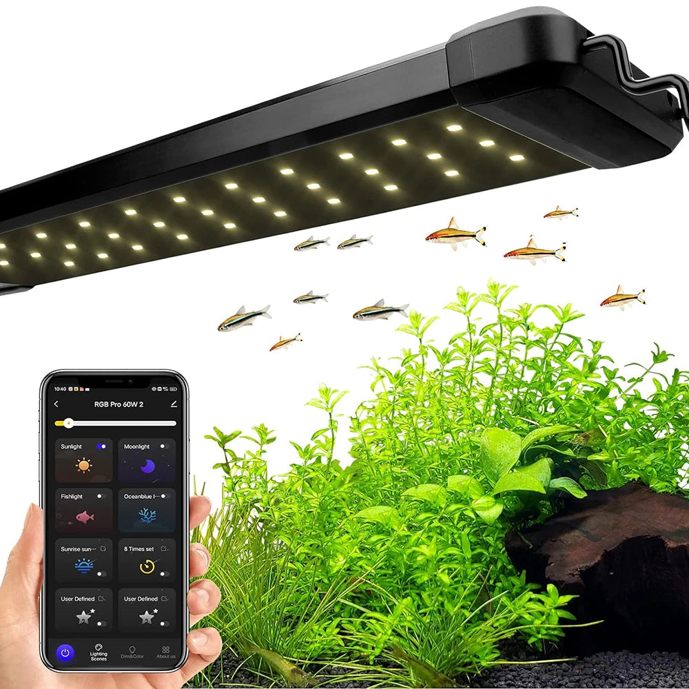 Pametno RGB LED svjetlo za akvarij | Bluetooth APP kontrola | Puni spektar | 30–120 cm