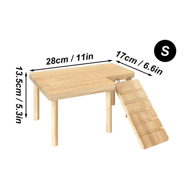 Drvena platforma s ljestvama i odskočnom daskom za hrčka | Igralište | S (28 cm) / M (32 cm)