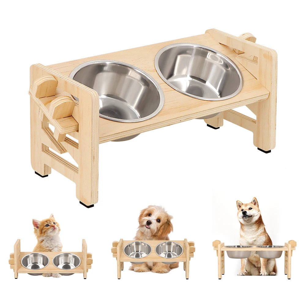 Povišeno postolje s 2 zdjelice od neđajućeg čelika — 6 visina, nagib 15°, sklopivo
