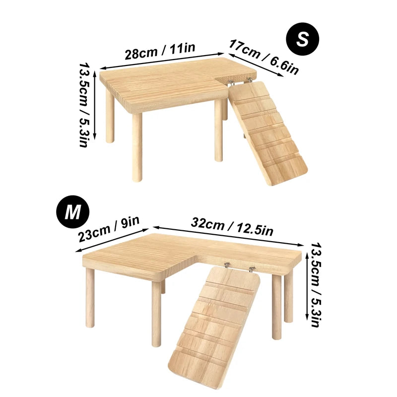 Drvena platforma s ljestvama i odskočnom daskom za hrčka | Igralište | S (28 cm) / M (32 cm)