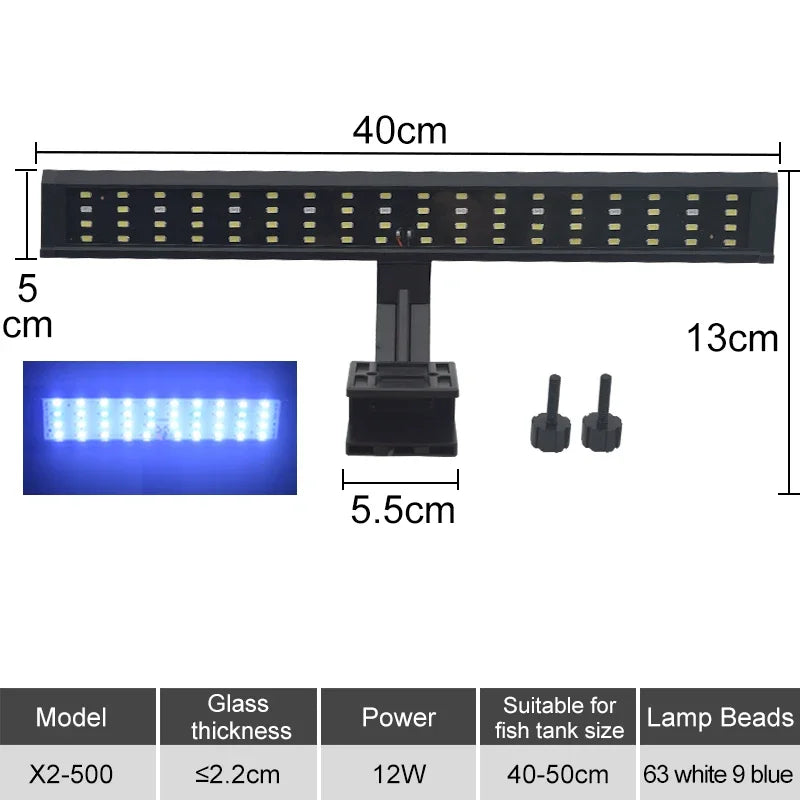 LED svjetlo za akvarij s kopčom | 3 boje | 9W–14W | 220V