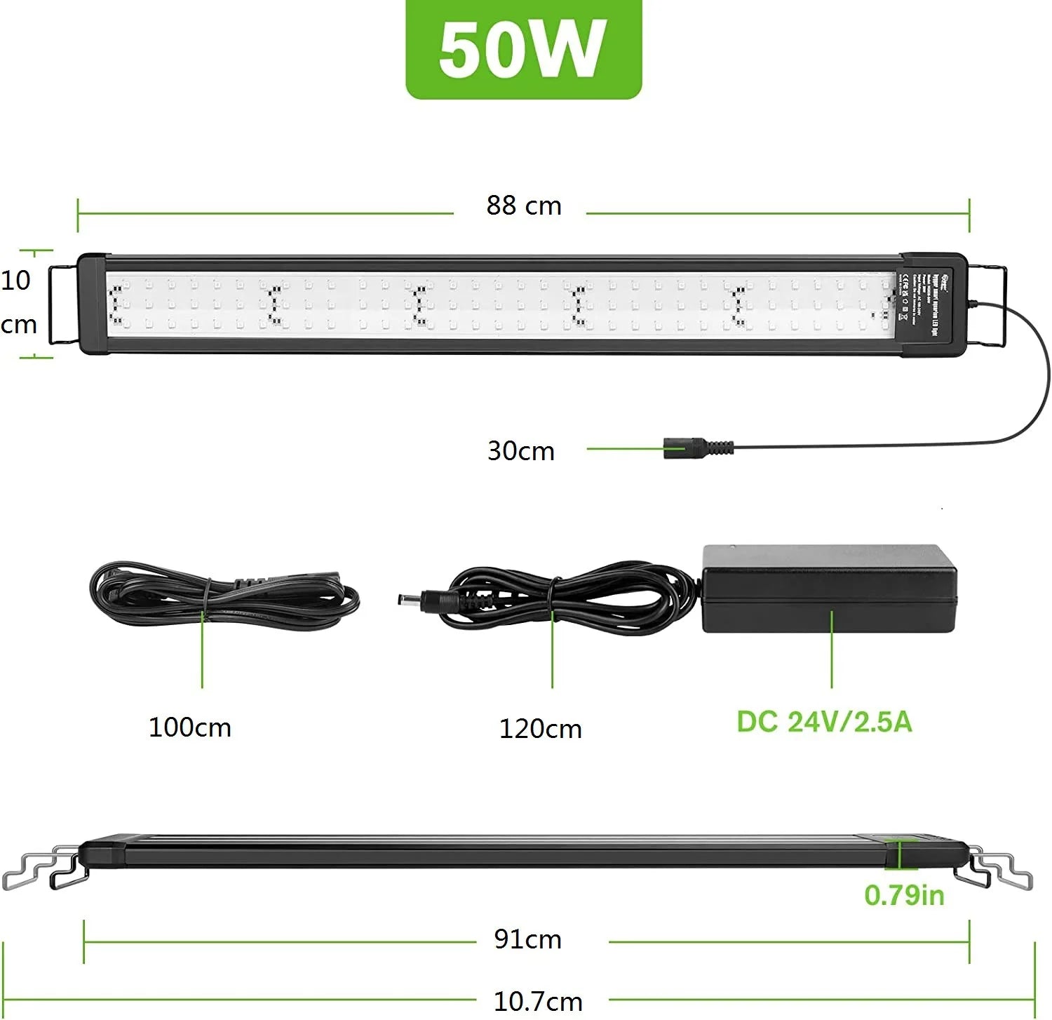 Pametno RGB LED svjetlo za akvarij | Bluetooth APP kontrola | Puni spektar | 30–120 cm