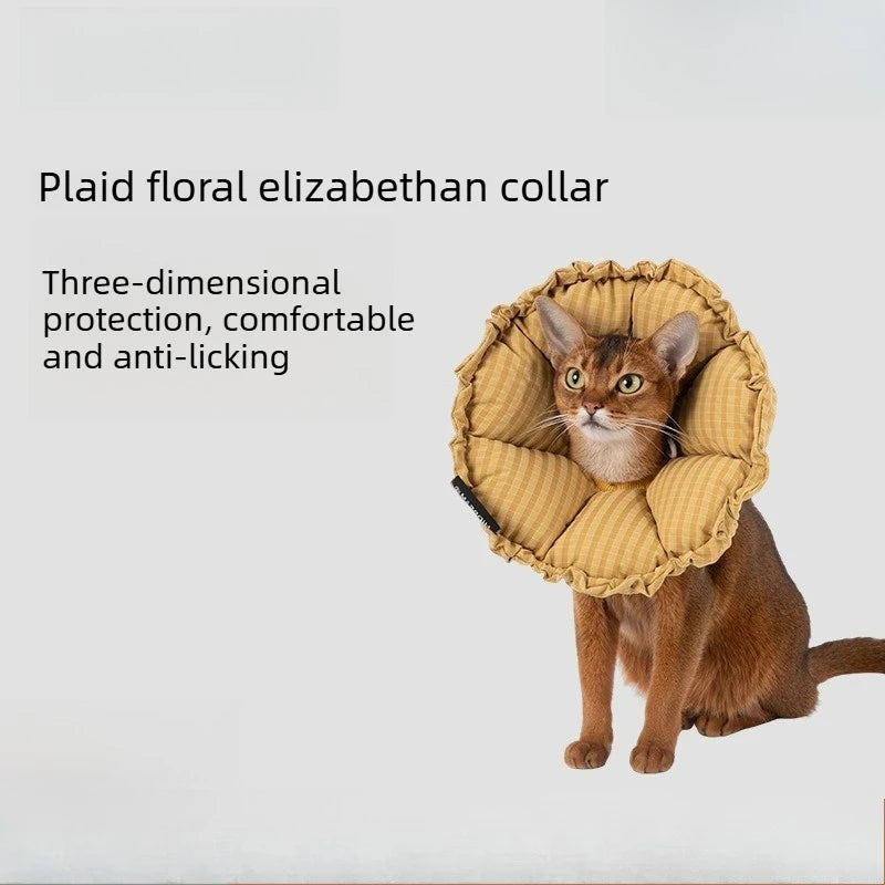 Elizabetanski ovratnik za mačke | Cvijet | Mekani pliš | Podesivi | Vodootporan | S/M/L