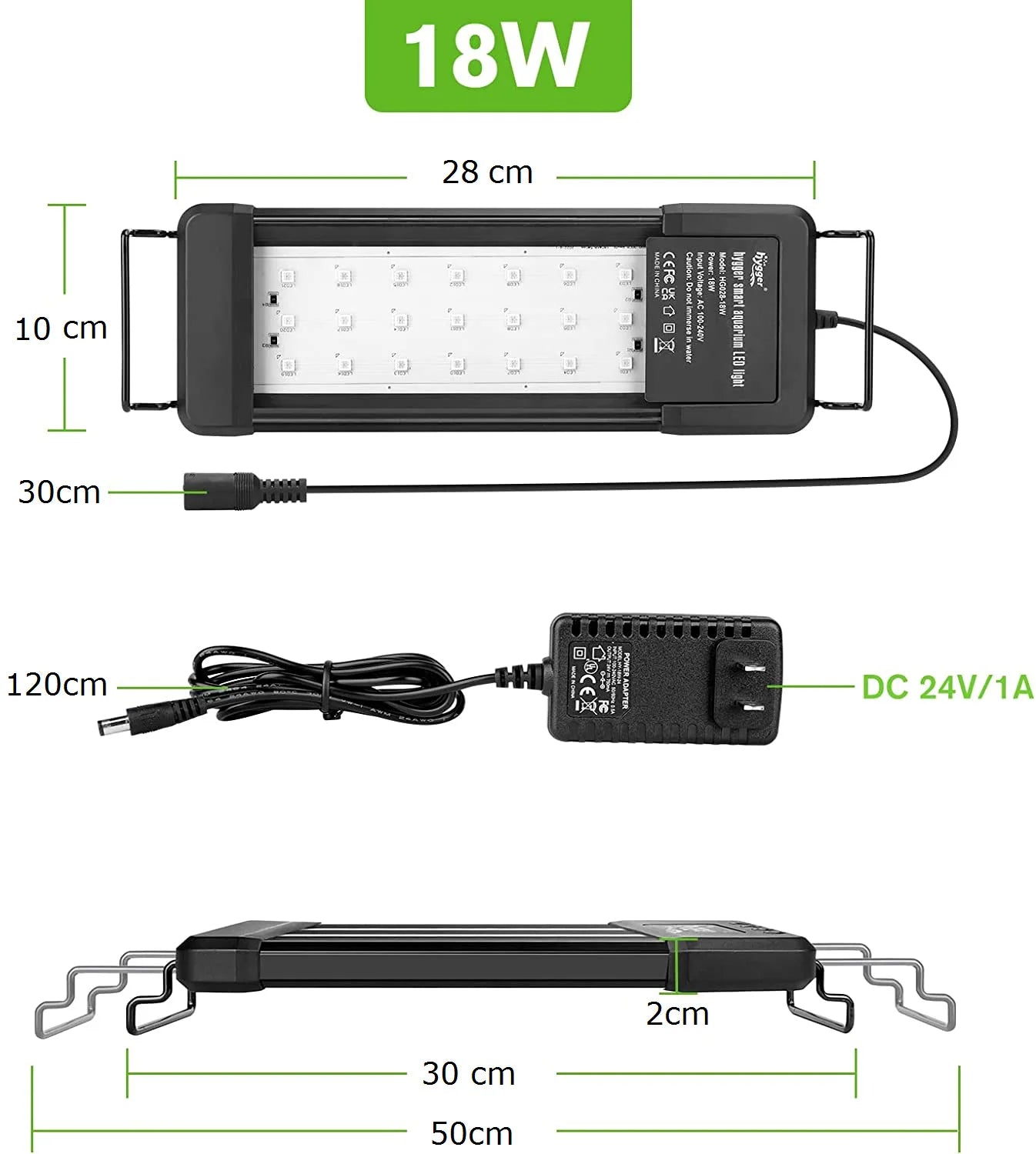 Pametno RGB LED svjetlo za akvarij | Bluetooth APP kontrola | Puni spektar | 30–120 cm