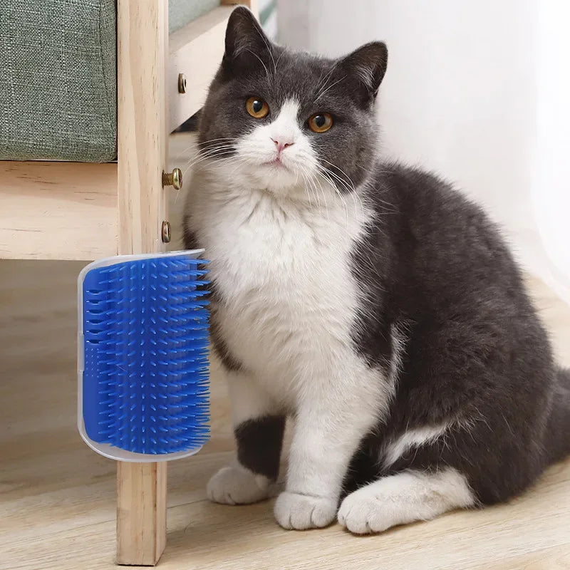Kutna grebaljka i češalj za mačke s catnipom | Masaža i češljanje | Montira se na zid