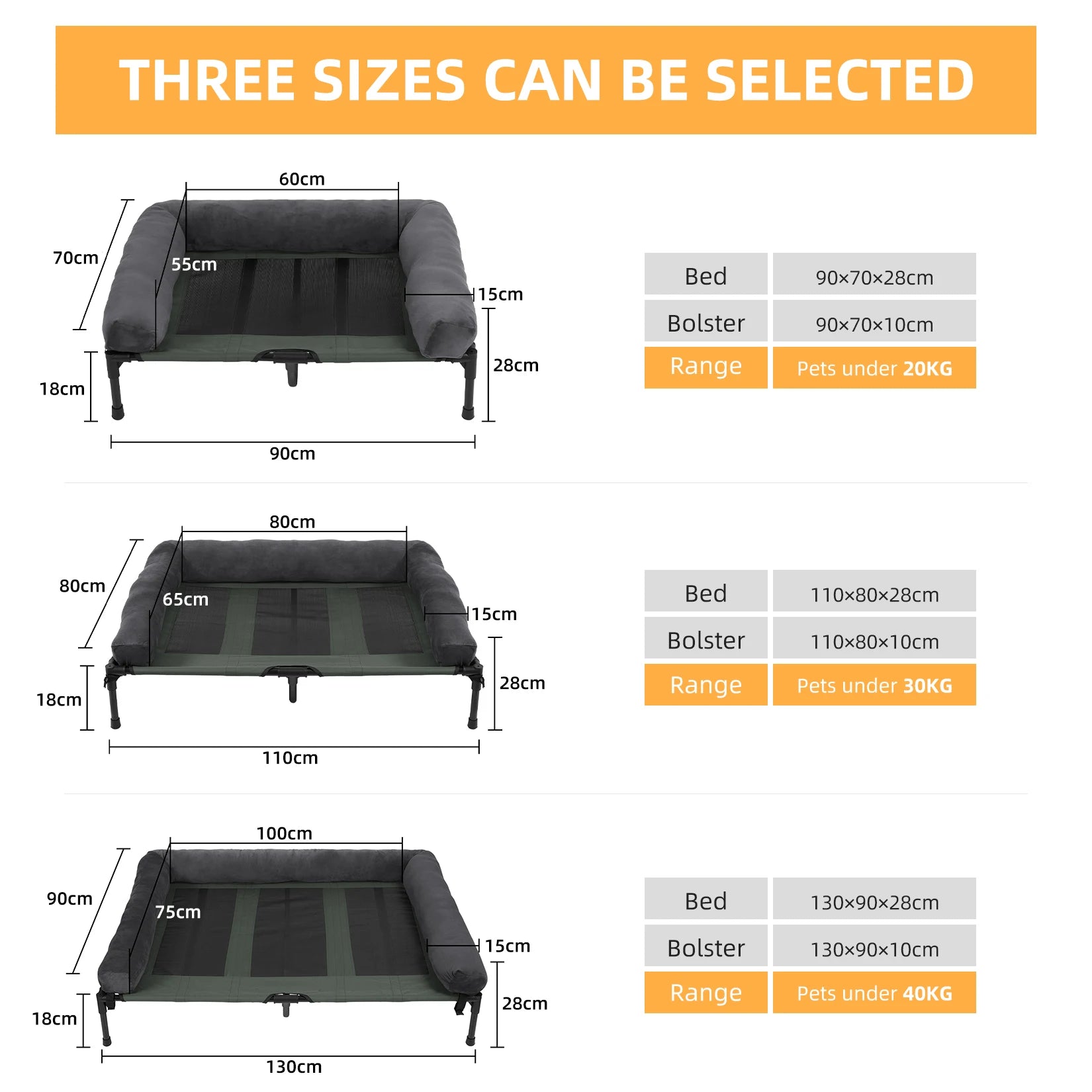 Povišeni krevet za pse i mačke — 2 poklopca (ljetni + zimski), L/XL/XXL
