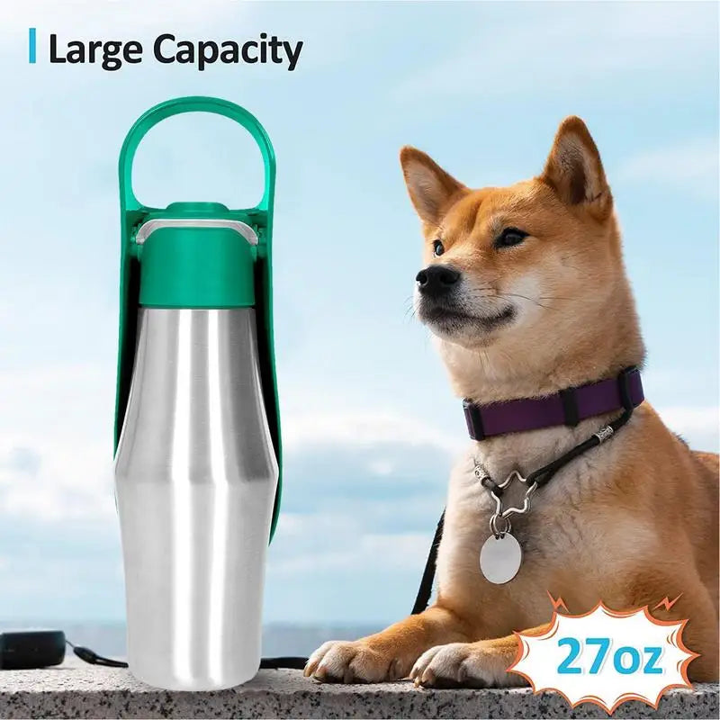 Putna boca za pse 2-u-1 — 750 ml, nehrđajući čelik, integrirana zdjela