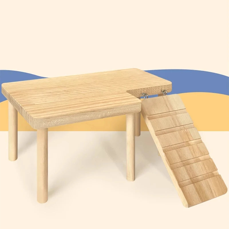 Drvena platforma s ljestvama i odskočnom daskom za hrčka | Igralište | S (28 cm) / M (32 cm)