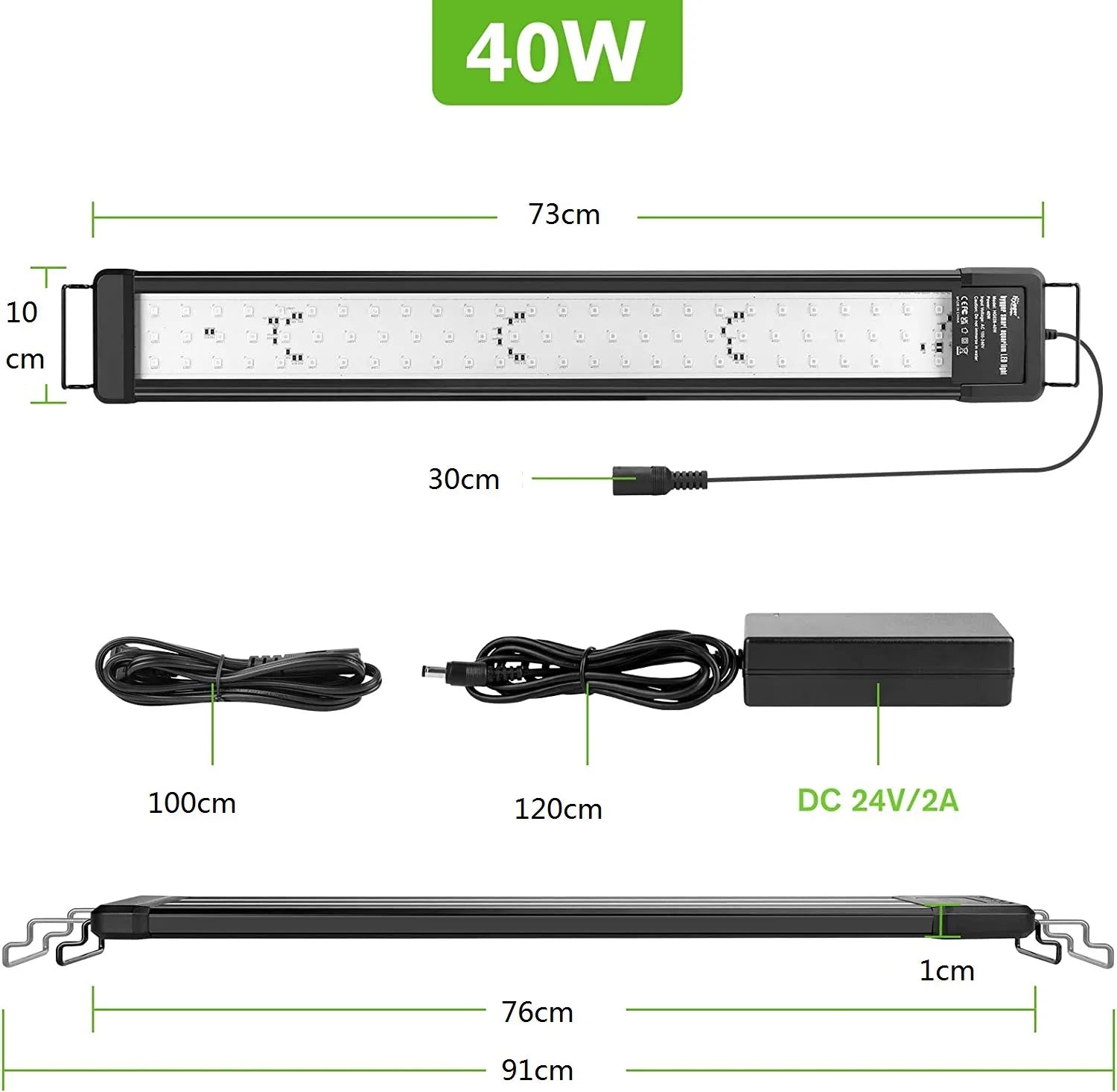 Pametno RGB LED svjetlo za akvarij | Bluetooth APP kontrola | Puni spektar | 30–120 cm
