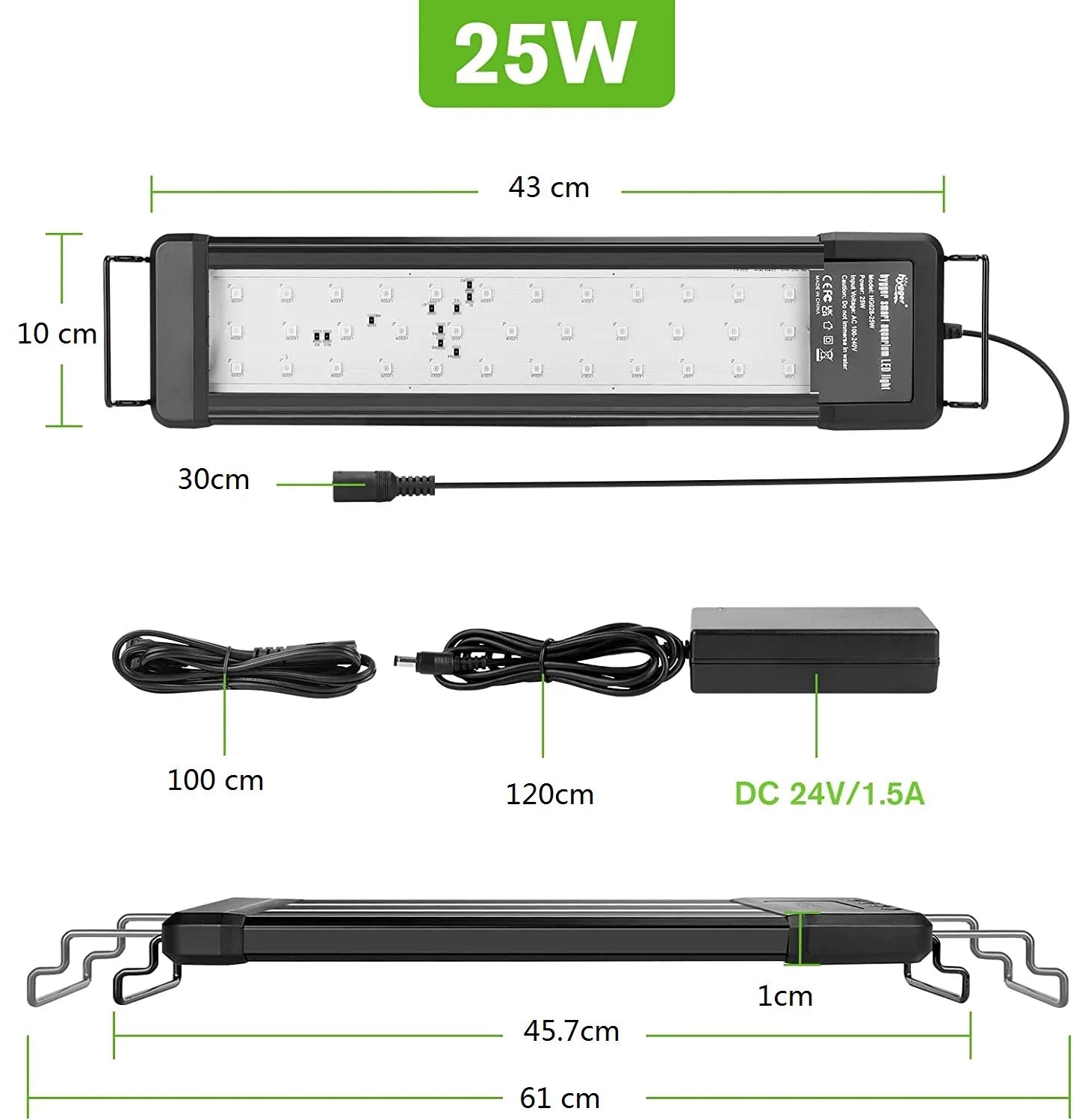 Pametno RGB LED svjetlo za akvarij | Bluetooth APP kontrola | Puni spektar | 30–120 cm