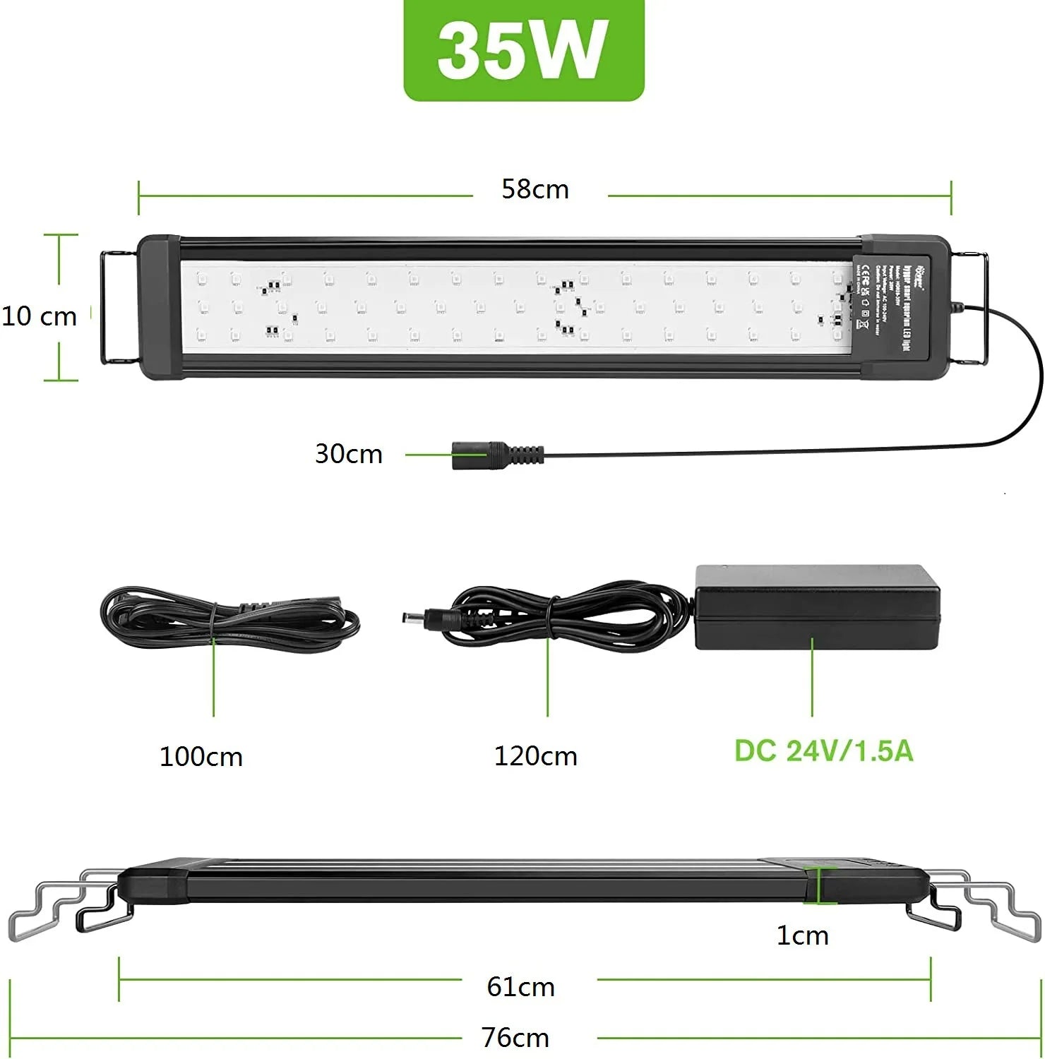 Pametno RGB LED svjetlo za akvarij | Bluetooth APP kontrola | Puni spektar | 30–120 cm