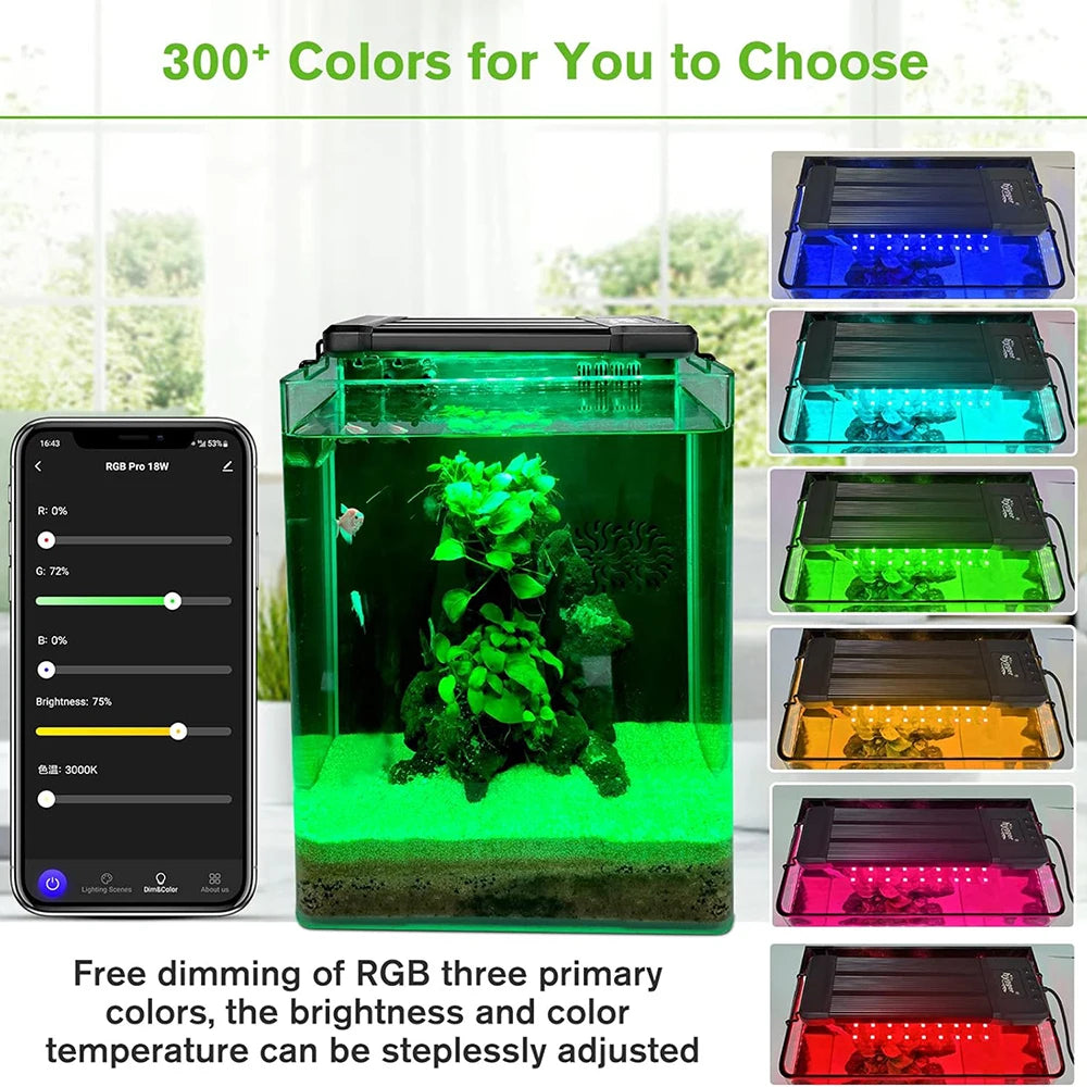 Pametno RGB LED svjetlo za akvarij | Bluetooth APP kontrola | Puni spektar | 30–120 cm