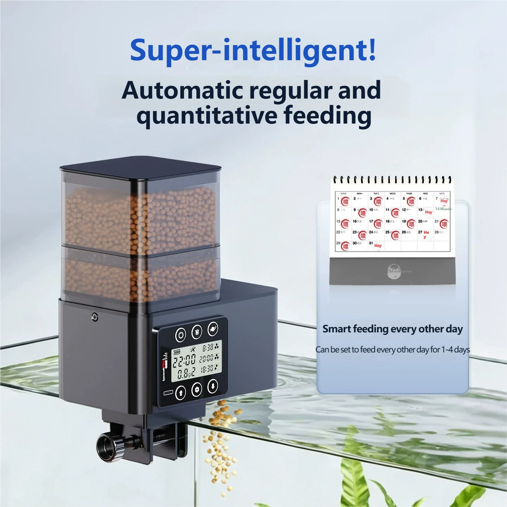 Pametni automatski hranilac za ribe s vaganjem | LCD zaslon | Anti-rasipanje | 230ml / 510ml