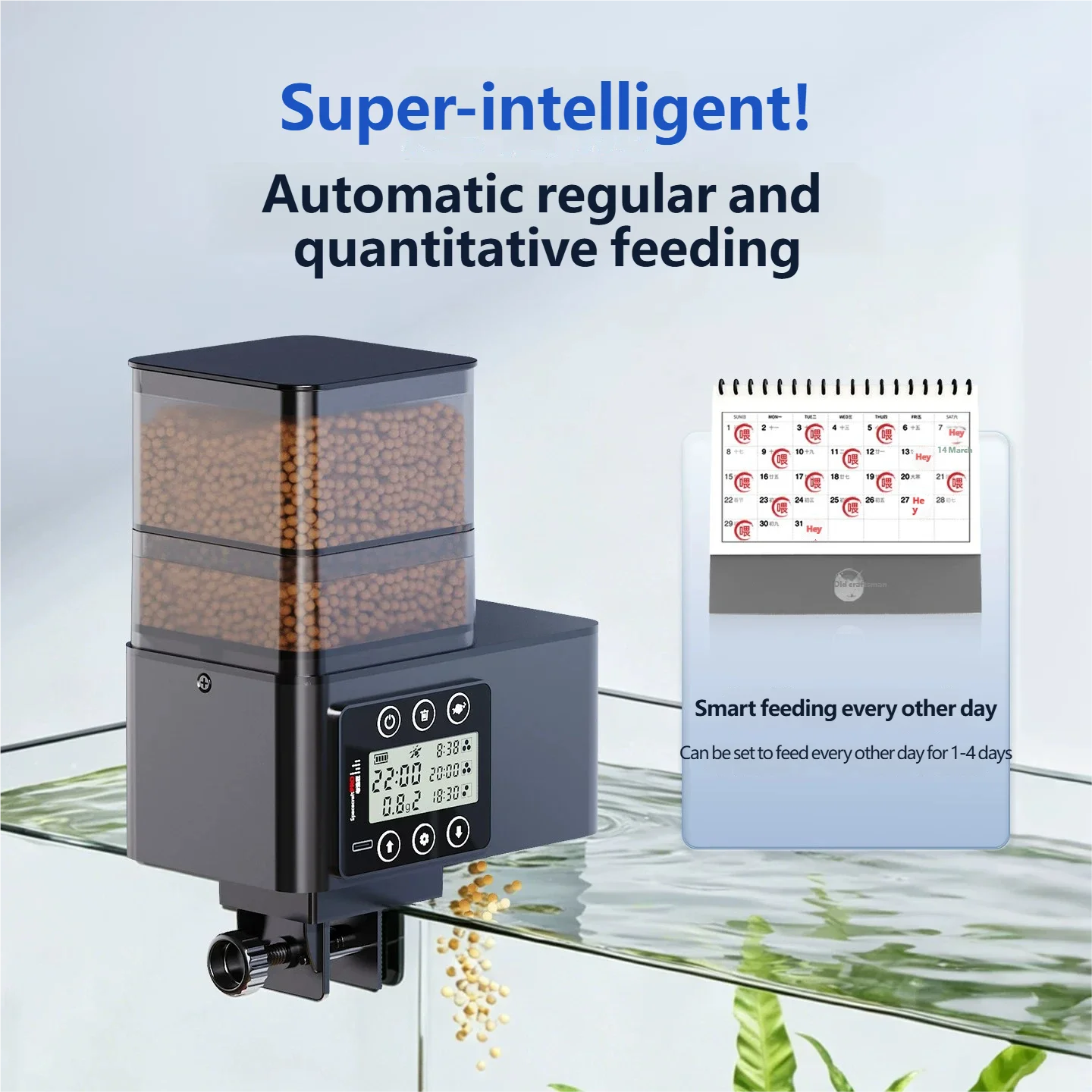 Pametni automatski hranilac za ribe s vaganjem | LCD zaslon | Anti-rasipanje | 230ml / 510ml