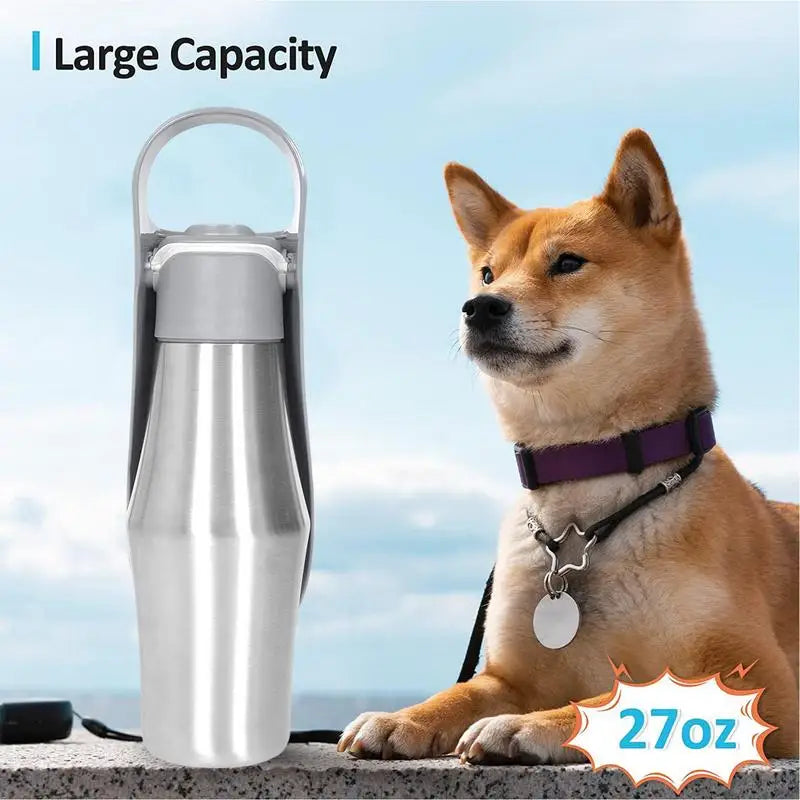 Putna boca za pse 2-u-1 — 750 ml, nehrđajući čelik, integrirana zdjela