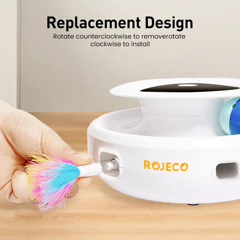 ROJECO 2-u-1 pametna interaktivna igračka za mačke — automatsko pero i lopta, 5 režima