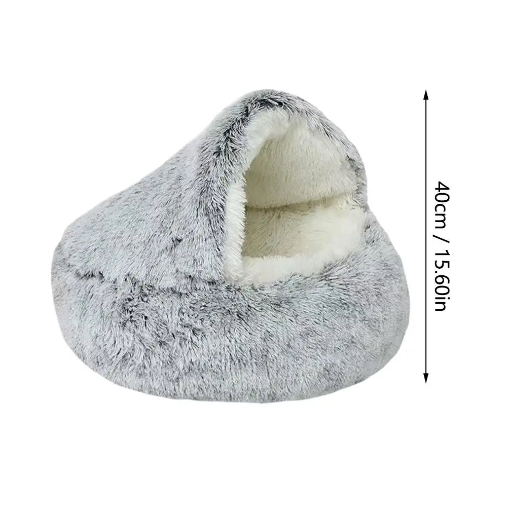 Okrugli plišani krevet za mačke — zimski, polu-zatvoren, vodootporan, 40cm