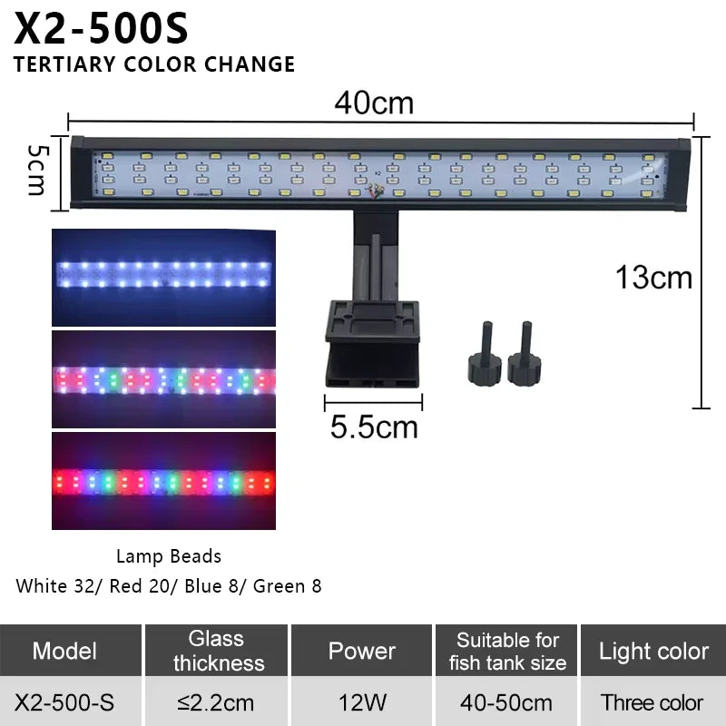LED svjetlo za akvarij s kopčom | 3 boje | 9W–14W | 220V