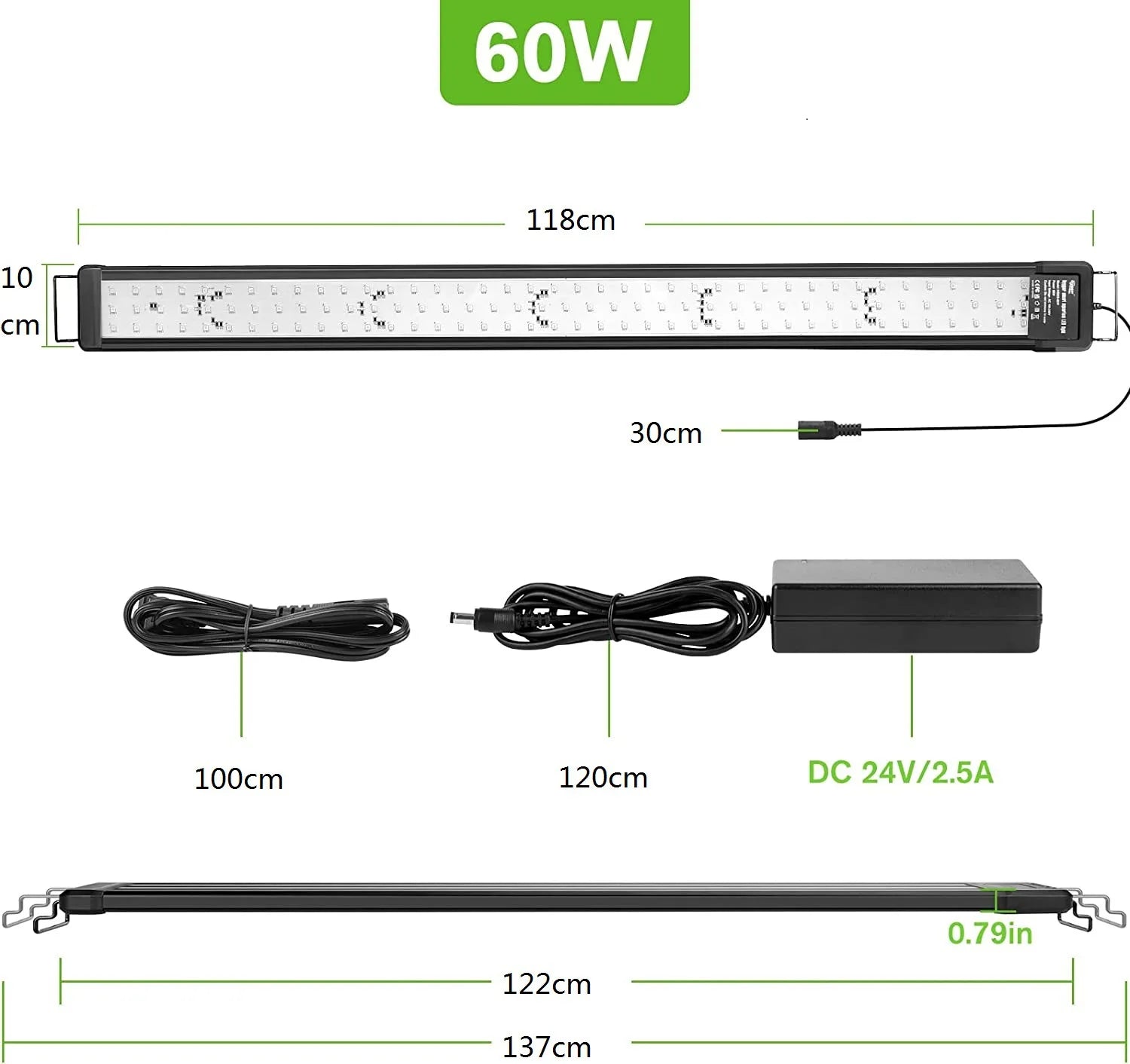 Pametno RGB LED svjetlo za akvarij | Bluetooth APP kontrola | Puni spektar | 30–120 cm